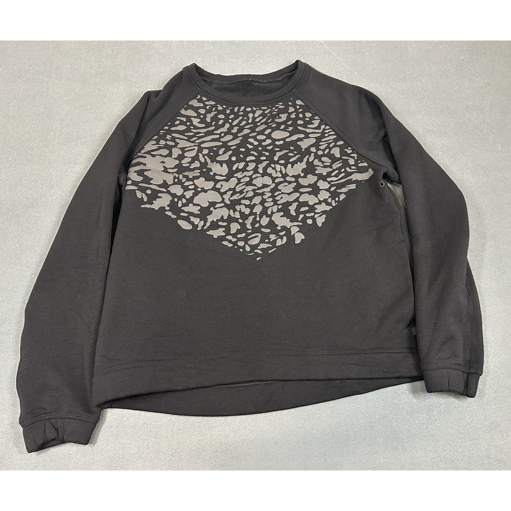 Lululemon Sweatshirt Womens Size 6 Black Snapshot Animal Print Fleece Lined